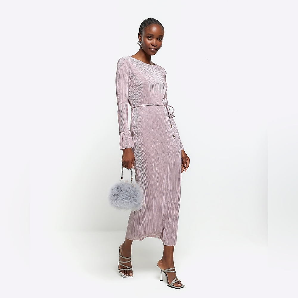 River Island Pink Plisse Dress Size 8